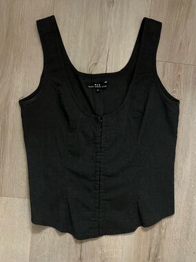 Heart Moon Star Black Button-Front Tank Top